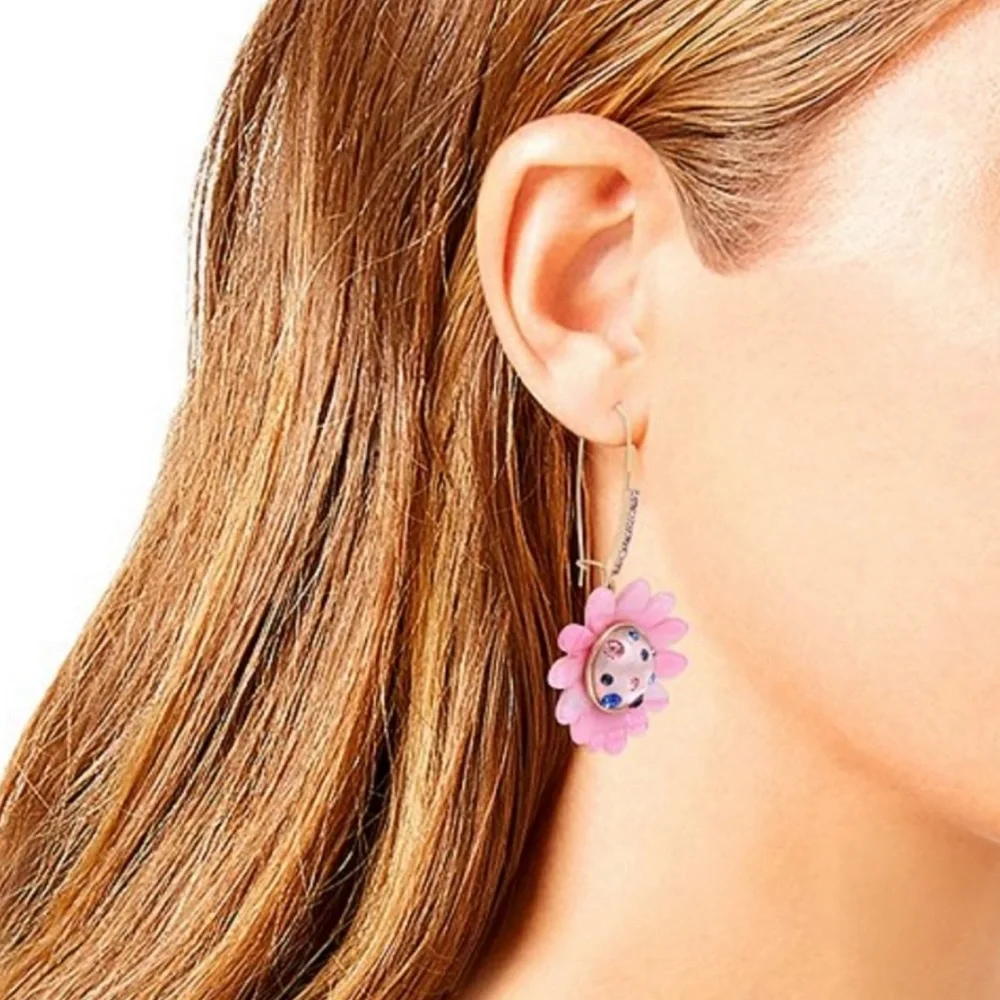 Betsey Johnson Pink Daisy Drop Earrings
